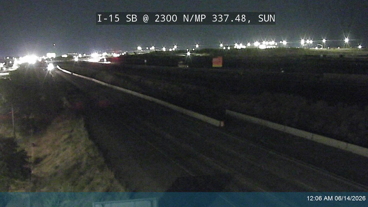 Live snapshot from I-15 SB @ 2300 N / MP 337.48, SUN