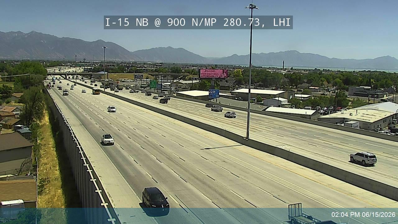 Live snapshot from I-15 NB @ 900 N / MP 280.73, LHI