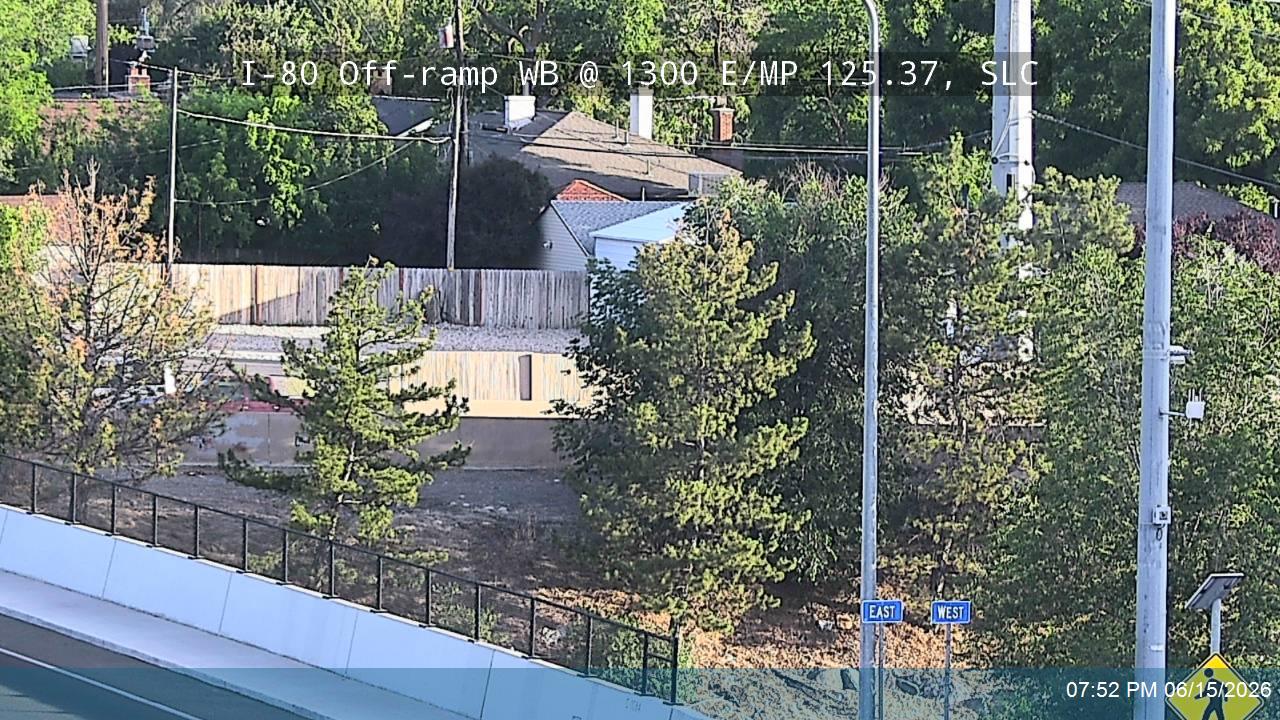 Live snapshot from I-80 Off-ramp WB @ 1300 E / MP 125.37, SLC